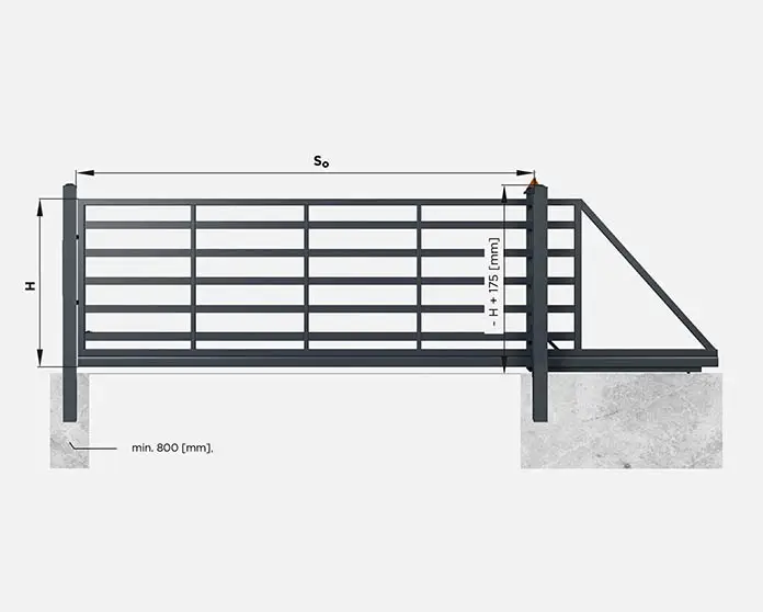 SOLID Aluminiumzaun Modell TZ-07 – Antrieb & Zubehör